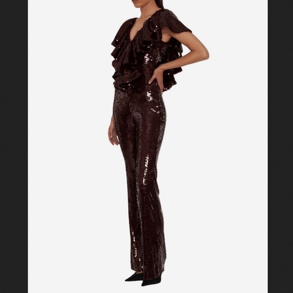 Rotate Birger Christensen Pants - *NEW Rotate Sequin Jumpsuit Dark Red Size 8
